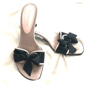 Black and pink party sandals